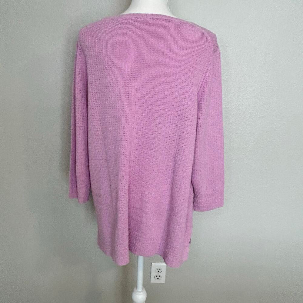 Soft Surroundings waffle knit silk and cotton  3/4 sleeve lilac sweater size 1X - Picture 5 of 10